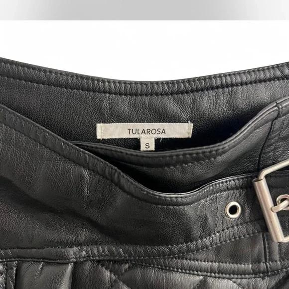 Tularosa Black Quilted vegan leather Shorts size small - Picture 3 of 8